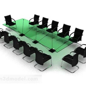 3д модель стула зеленого длинного конференц-стола