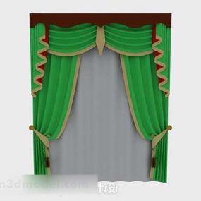 绿色窗帘两层3d模型
