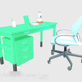 의자가있는 녹색 책상 3d 모델
