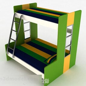 نموذج سرير بطابقين باللون الأخضر ثلاثي الأبعاد