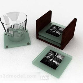Modelo 3d de porta-copos de vidro verde