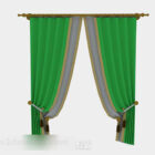 Green White Fabric Home Curtains
