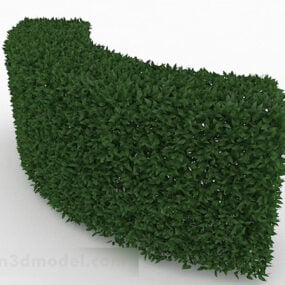 3D model zakřiveného živého plotu se zeleným listem