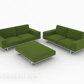 Зелений тканинний мінімалістичний набір 3d модель диванних меблів