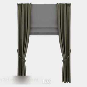 Diseño de cortina minimalista verde modelo 3d