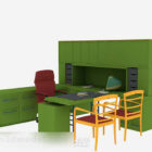 緑のオフィスデスクと椅子セット