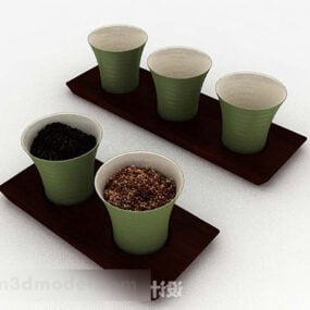 Mô hình bộ trà xanh đơn giản 3d