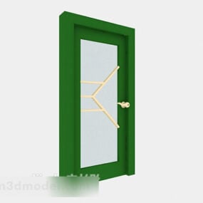 דגם תלת מימד של דלת עץ ירוקה