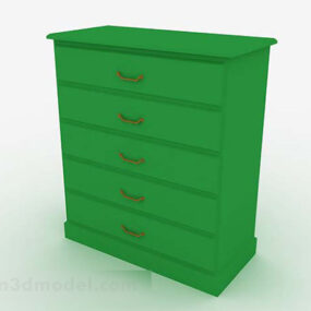 Green Wooden Office Cabinet 3d model