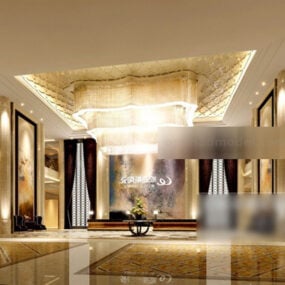 Halový stropní lustr interiéru 3D model