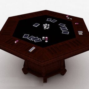 Table de jeu hexagonale en bois modèle 3D