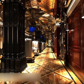 Interior de restaurante de luxo europeu V2 modelo 3d