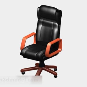 Black Leather Office Chair Design 3d model