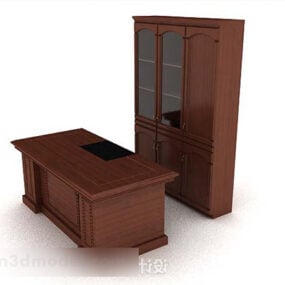 High-grade Brown Wooden Desk Cabinet 3d model