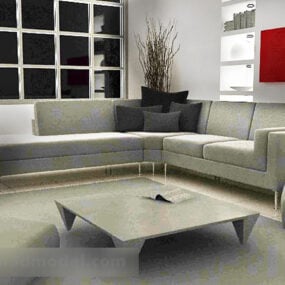 Modello 3d interno della stanza della mobilia moderna domestica