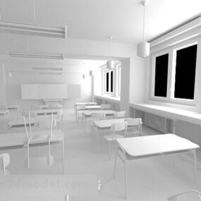 Interior del aula de la escuela secundaria modelo 3d