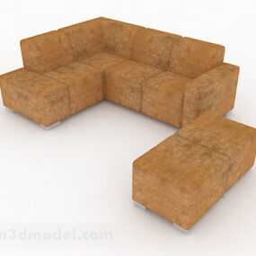 Sofa Multiseater Rumah Minimalis Coklat Model 3d