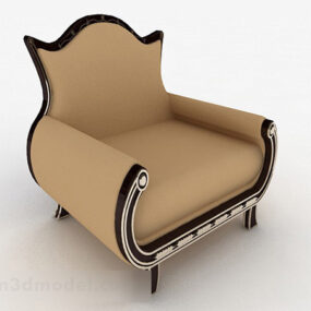 3д модель классического домашнего коричневого односпального дивана
