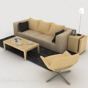 Home Brown Yellow Sofa 3d model