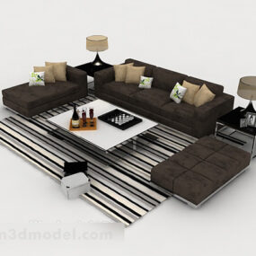 Model 3d Sofa Kombinasi Coklat Tua Rumah