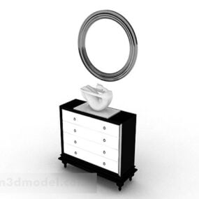 خزانة قاعة ديكور مع مرآة نموذج ثلاثي الأبعاد