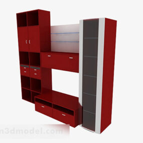 Domácí módní červená TV skříňka 3D model