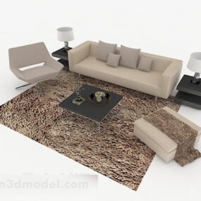 Modelo 3d de sofá de lazer minimalista cinza para casa