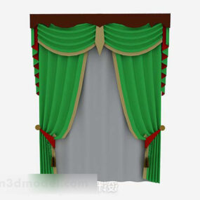3д модель домашней зеленой тканевой шторы