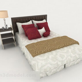 Home Grey Wooden Double Bed 3d model