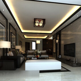 Home Chinese Style Living Room Interior 3d model