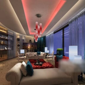 Domácí Obývací pokoj Stropní dekorace Interiér 3D model
