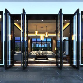 Modello 3d interno della porta del soggiorno di design per la casa