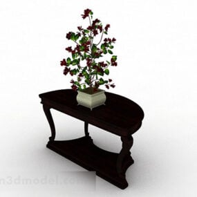 家用控制台表与盆栽植物3d模型