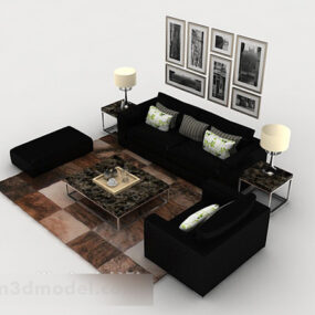 Set Sofa Rumah Kombinasi Hitam model 3d