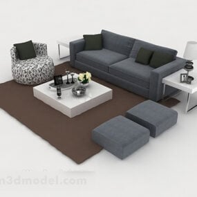 نموذج أريكة منزلية رمادية ثلاثية الأبعاد