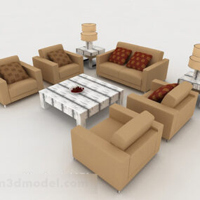 Domů Jednoduchá hnědá kombinovaná pohovka 3D model