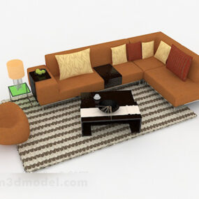 Home Leisure Yellow Brown Sofa 3d model