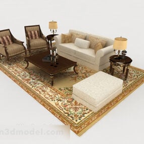 Home Pattern Brown Sofa 3d model