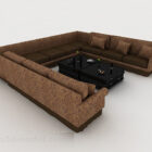 Home pattern brown multiseater sofa 3d model