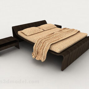 Home Personality Wooden Double Bed 3d model