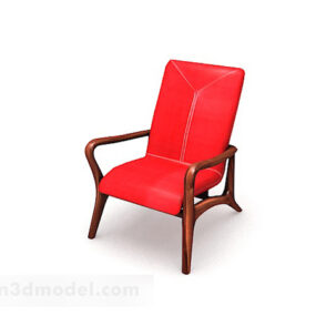 Home Wood Red Fabric Chair 3d model
