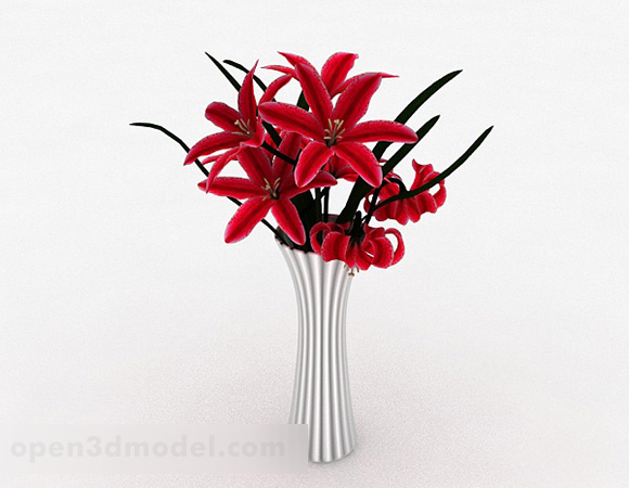 Home Red Lily Decoration Vase