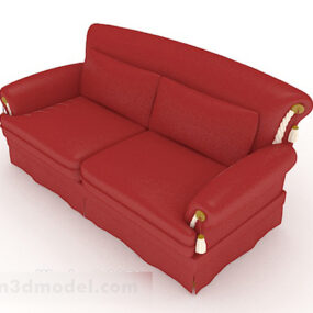 Home Red Minimalist Double Sofa 3d model