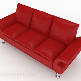 Model 3d Sofa Multiseater Fabrik Merah Rumah
