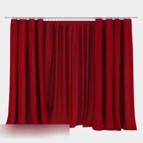 Domů Red Simple Curtain 3D model