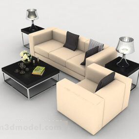 نموذج أريكة منزلية بسيطة باللون البيج ثلاثي الأبعاد