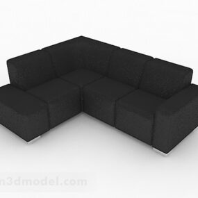 Einfaches schwarzes Mehrsitzer-Sofa 3D-Modell