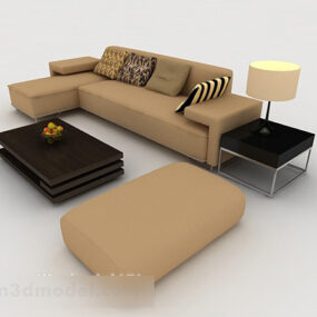 Home Simple Brown Sofa Set V1 3d model