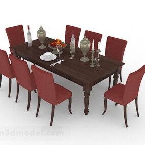 Простий домашній комбінований обідній стіл і стілець 3d модель