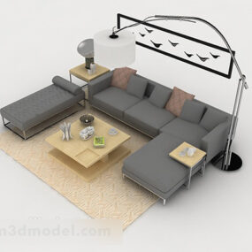 Home Simple Gray Leisure Sofa 3d model